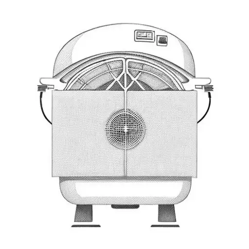 An air conditioner unit surrounded by tropical beach elements tattoo design idea