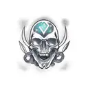 oni Skull füll arm tattoo design idea