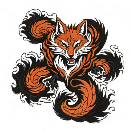 nine tailed fox tattoo design idea