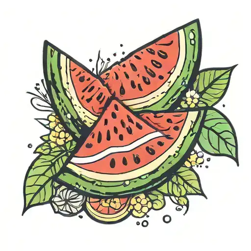 watermelon slice combined tattoo design idea