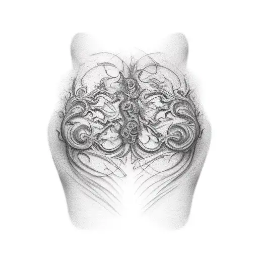 strech marks abdomen coverup tattoo design idea