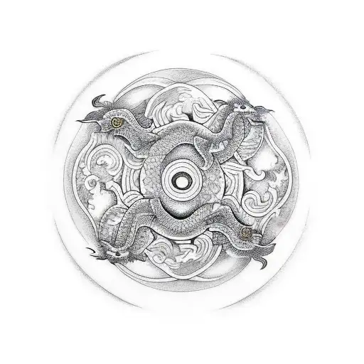 dragon yin and yang  tattoo design idea