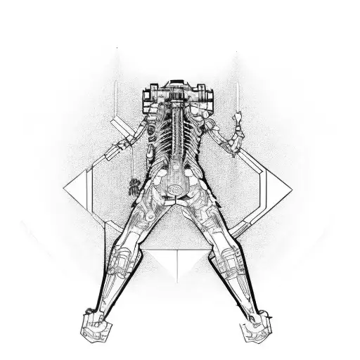 cyberpunk long thin spine tattoo tattoo design idea