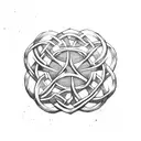 A Celtic knot design incorporating hockey sticks and woodworking tools tattoo design idea