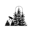 pine tree and white ermine tattoo design idea