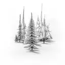 pine tree and white ermine tattoo design idea