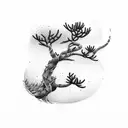 pine tree and white ermine tattoo design idea