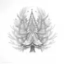 pine tree and white ermine tattoo design idea