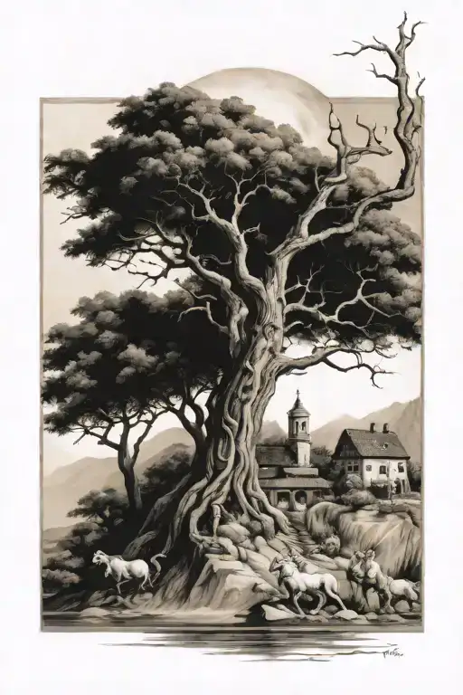 Biblical scene tattoo design idea