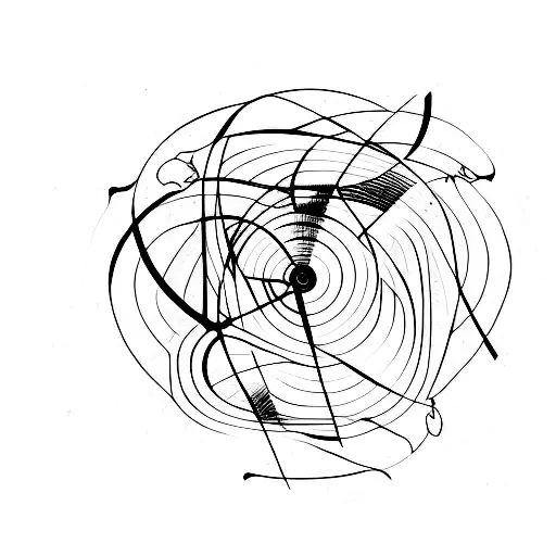 A minimalist tattoo of a vinyl record with a mathematical equation forming the grooves tattoo design idea