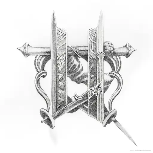 three musketeers swords tattoo design idea