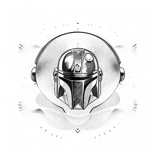 mandalorian helmet with nature tattoo design idea