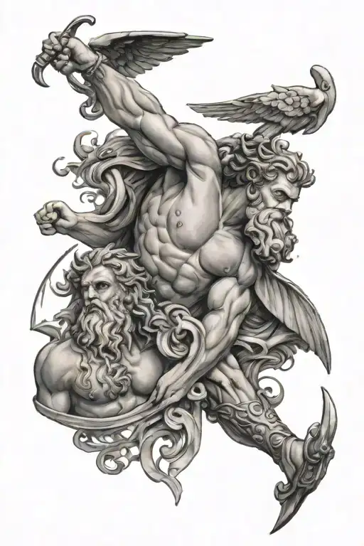 Greek mythology inspired tattoo featuring zeus and atlas tattoo design idea