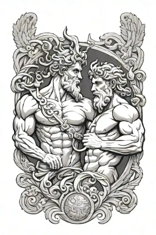 Greek mythology inspired tattoo featuring zeus and atlas tattoo design idea