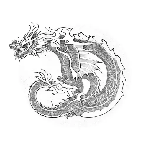 angry dragon  tattoo design idea