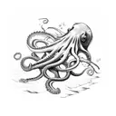 A majestic octopus wrapping its tentacles around a shipwreck, symbolizing the client's love for scuba diving and underwater exploration tattoo design idea