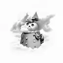 cloud with hustler  tattoo design idea