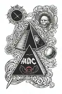 dark side of the moon and at the top tip of it hells bells from ac/dc tattoo design idea