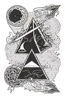 dark side of the moon and at the top tip of it hells bells from ac/dc tattoo design idea