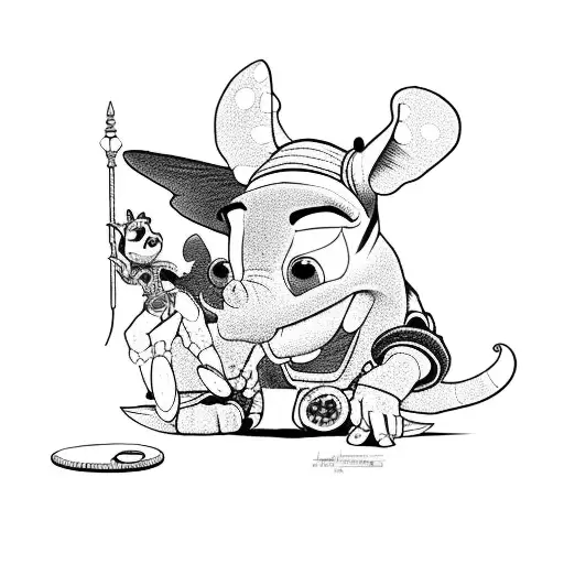 buzz woody cendrillon dumbo stitch et une girafe tattoo design idea
