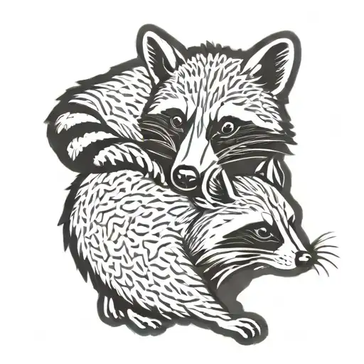 Possum and racoon tattoo design idea