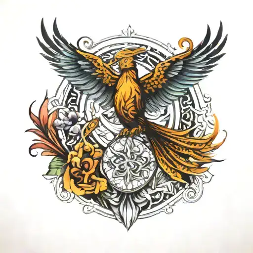 tattoo, phoenix, libra, mandala tattoo design idea