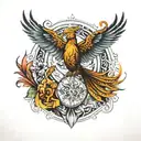 tattoo, phoenix, libra, mandala tattoo design idea