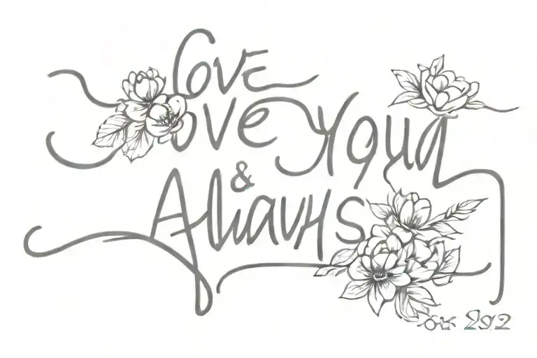 my friend died 1/1/22 include date and words love you always tattoo design idea