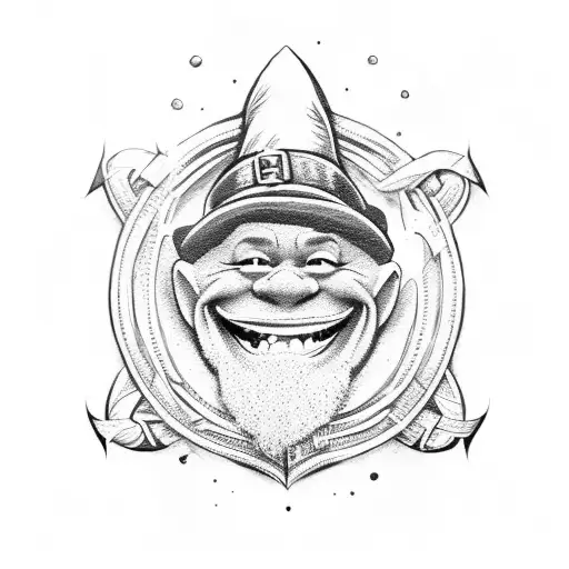 smiling leprechaun tattoo design idea