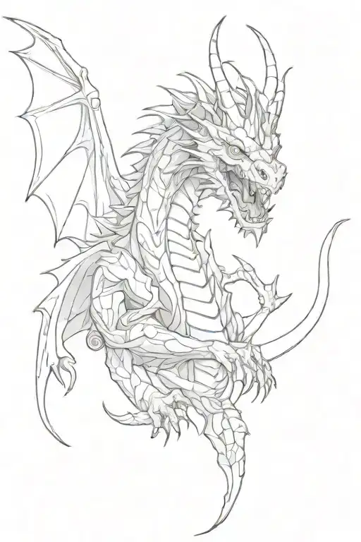 bio organical dragon ripping tattoo design idea