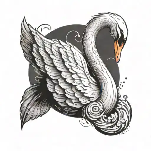 bw swan male tattoo design idea