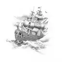 ship in a storm tattoo design idea