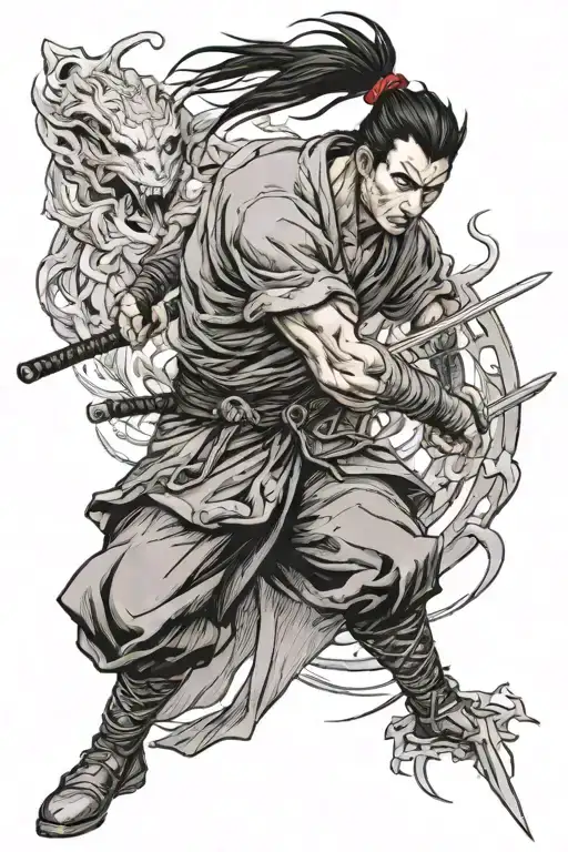 yasuo fighting Yone  tattoo design idea