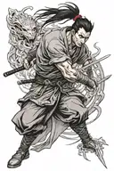 yasuo fighting Yone  tattoo design idea