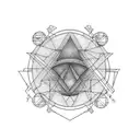 grant teton outline with geometric aspects and one pink line tattoo design idea