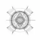 grant teton outline with geometric aspects and one pink line tattoo design idea