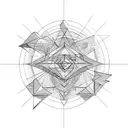 grant teton outline with geometric aspects and one pink line tattoo design idea