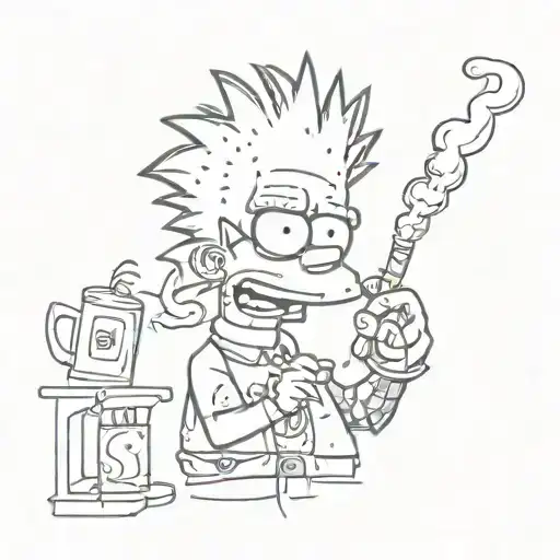 bart simpson smoking a cigarette tattoo design idea