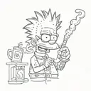 bart simpson smoking a cigarette tattoo design idea