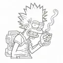 bart simpson smoking a cigarette tattoo design idea