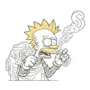 bart simpson smoking a cigarette tattoo design idea