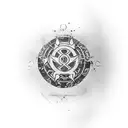 Wu tang clan symbol with samurai's fighting  tattoo design idea