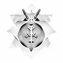 Wu tang clan symbol with samurai's fighting  tattoo design idea