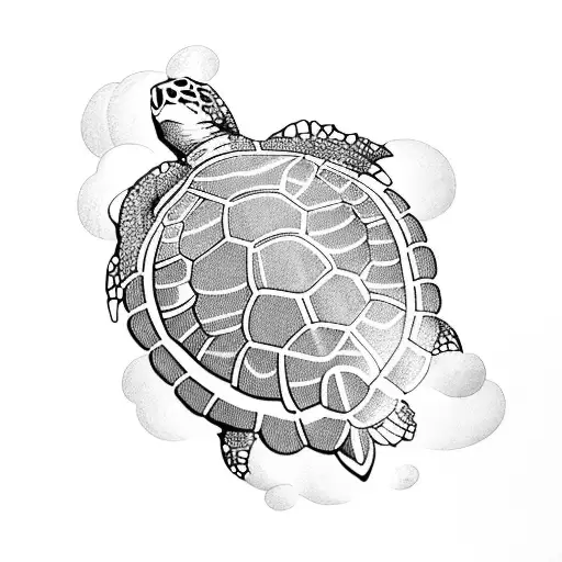Turtle angel in clouds tattoo design idea