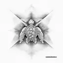 Turtle angel clouds tattoo design idea