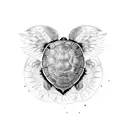 Turtle angel clouds tattoo design idea