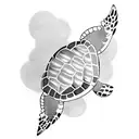 Turtle with dove wings in clouds tattoo design idea