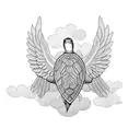 Turtle with dove wings in clouds tattoo design idea