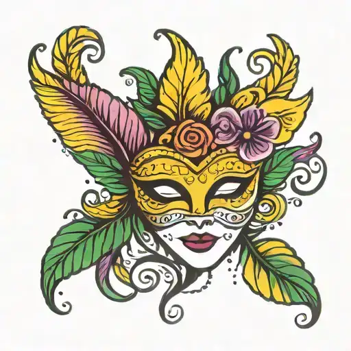 mardi gras mask tattoo design idea