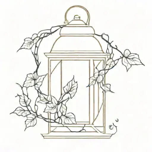 lantern with some ivy vines tattoo design idea